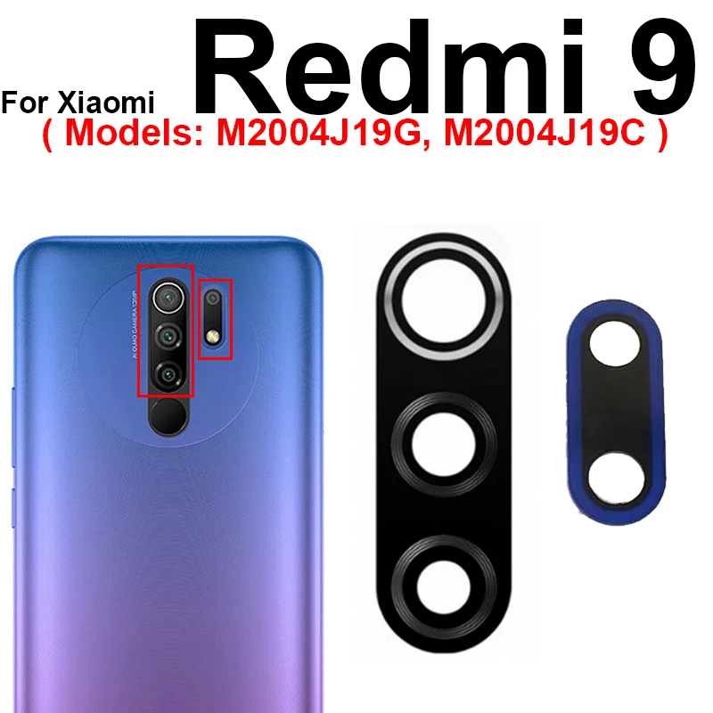 Стеклянный объектив с наклейкой для задней камеры Xiaomi Redmi 9 M2004J19G M2004J19C