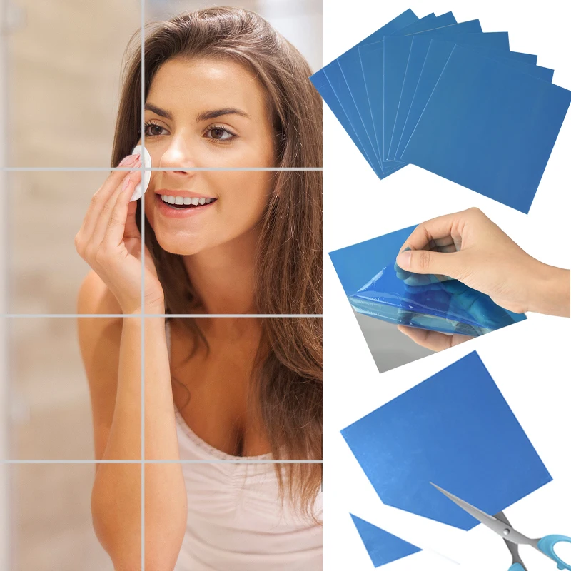 

9/16/32PCS 15*15cm Mirror Wall Sticker Square Self-adhesive Mirror Tiles Stickers for Bedroom Bathroom Home Decor Mural