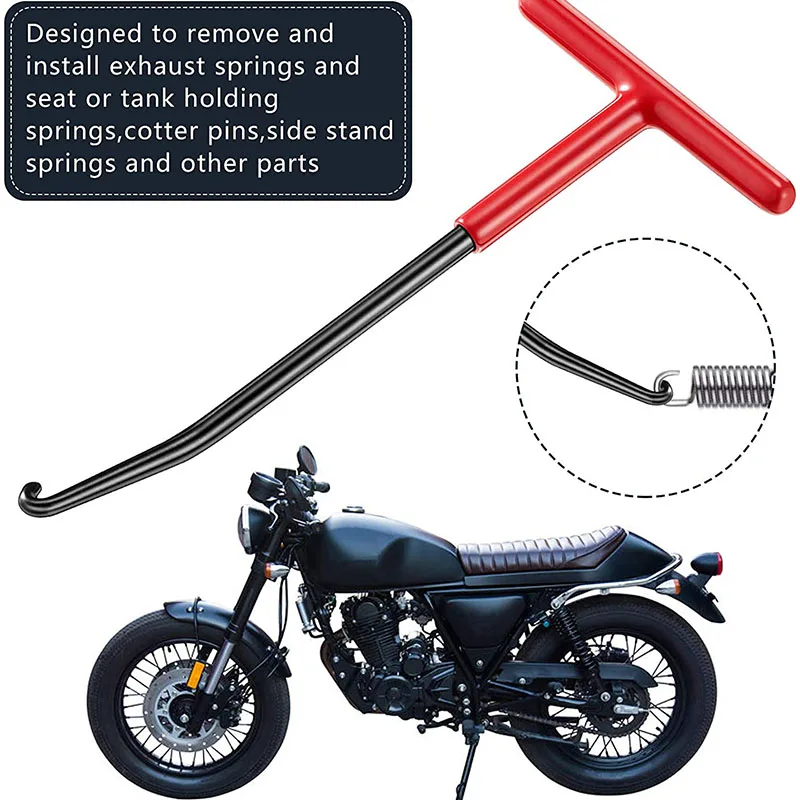

KOQYOX Motorbike Exhaust Pipe Springs Hook T-Handle Exhaust Pipe Spring Hand-held Puller Repair Tool Motor Accessories Universal