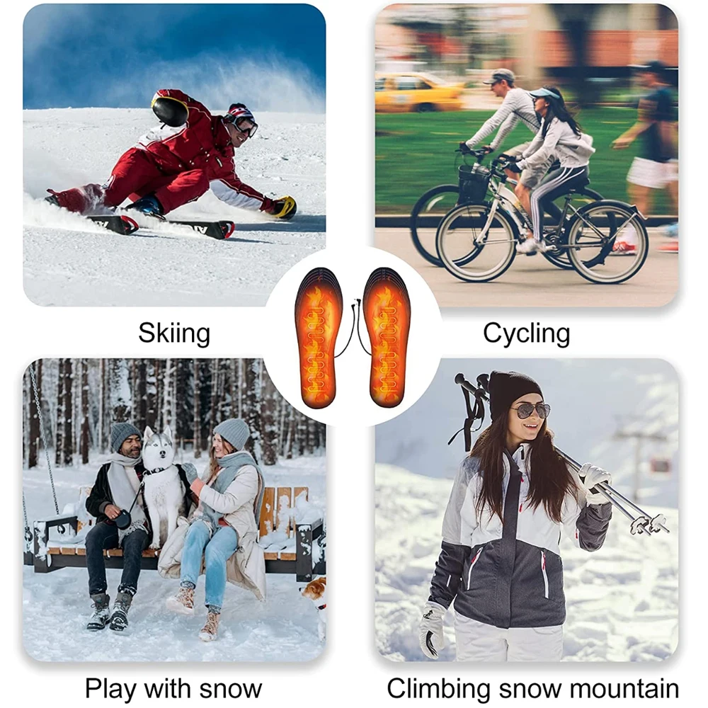 USB Heated Insoles for Shoes Electric Foot Warming Pad Feet Warmer Sock Pad Mat Winter Outdoor Sports Heating Insole Winter Warm