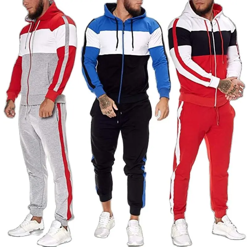 

2022 Spring Autumn Men's Hooded Patchwork Sports Hoodeis Set Fashion Casual Jogger Sweatshirts Pants Suit Men Tracksuit 2 Pieces