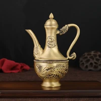 1pcs brass dragon and phoenix auspicious wine 6 29x2 95in pot copper crafts decoration restaurant wine pot banquet home