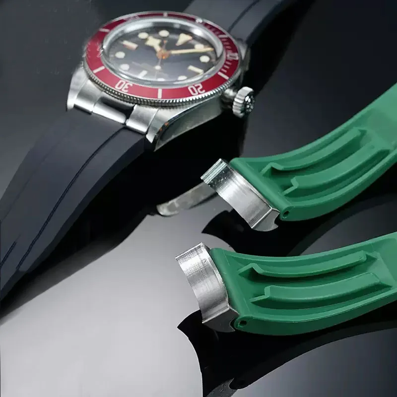 Фото Мягкий резиновый ремешок для часов Tudor 39 мм 1958 BB58 Black Bay Panda Pro Black Shield, стальной браслет с концевыми звеньями, 20 мм, 21 мм, 22 мм №4