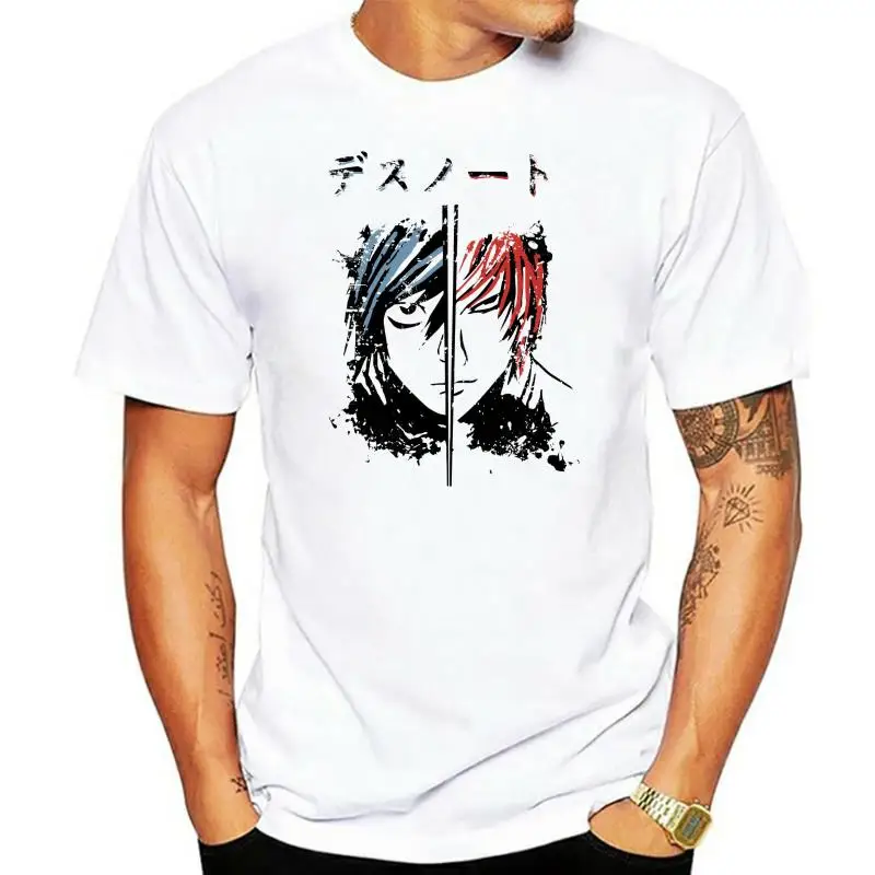 

Летняя модная популярная футболка с разрезом лицом Death Note, японские комиксы, футболка с принтом сериала Манга