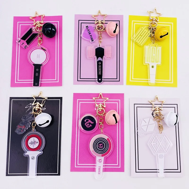 

Exquisite Microphone Keychain Pendant Creative Transparent Acrylic Light Stick Pendants Car Keyring Bag Accessories Kids Gifts