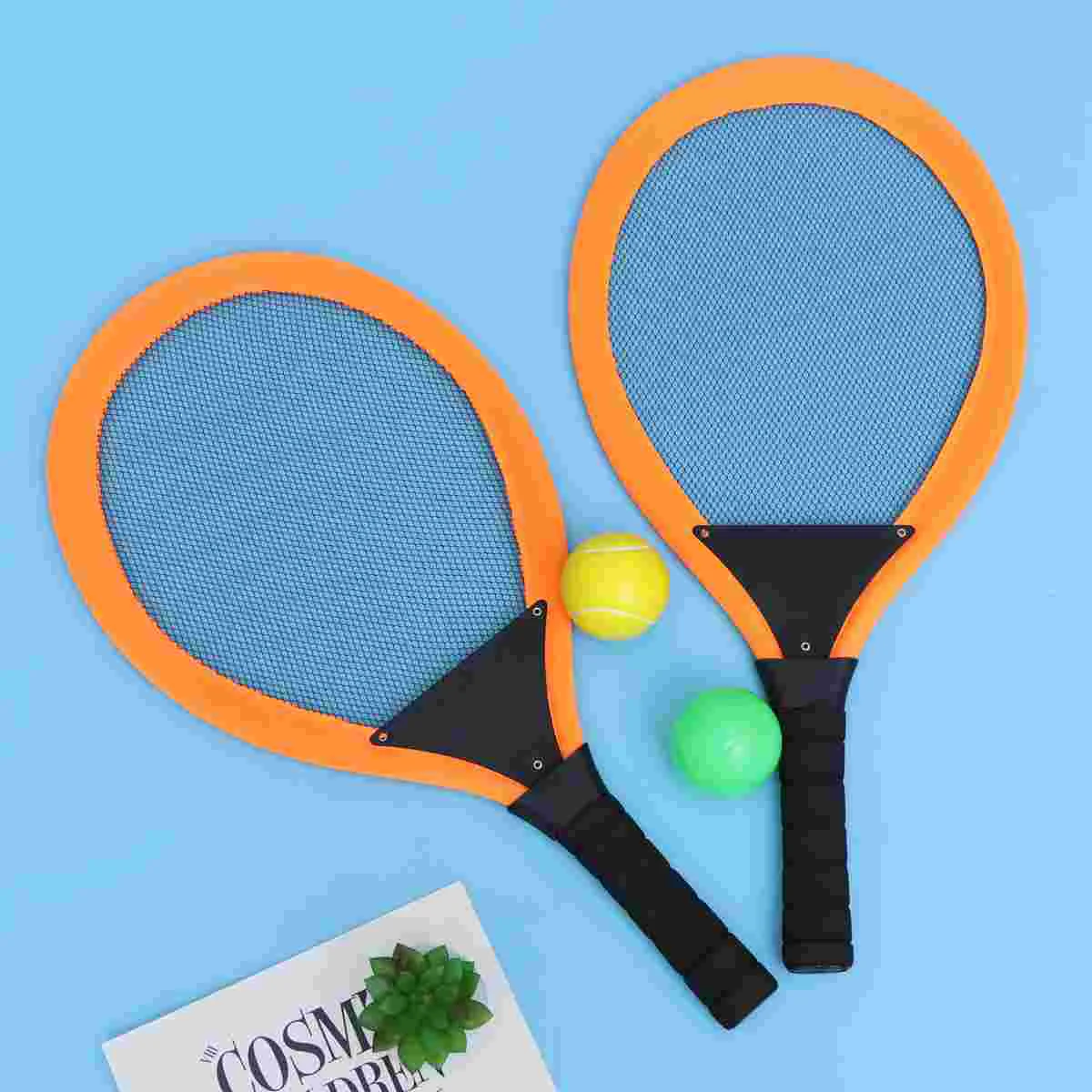 

2pcs Badminton Tennis Rackets Children Kids Outdoor Sports Parent-Child Sports Educational Sports Game Toys(Orange)
