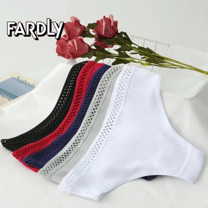 Женские стринги хлопковое нижнее белье женское с резьбой однотонное облегающее