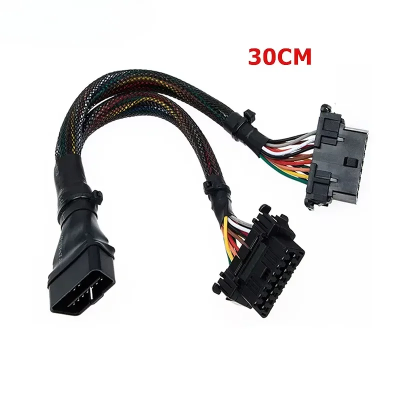 Высококачественный OBD 16-контактный разъем папа-двойной гнездо для