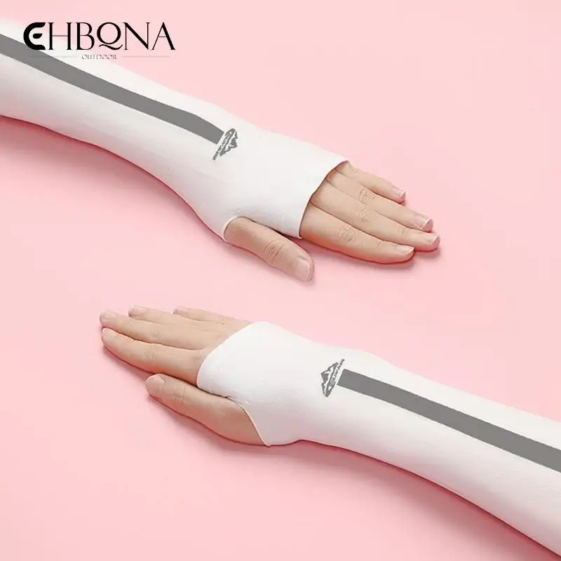 

Солнцезащитные перчатки без пальцев, шелковые рукава с защитой от УФ-лучей, для езды на велосипеде