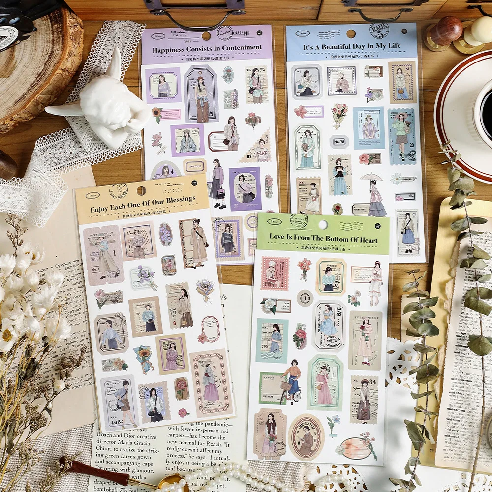 

Card Lover 1 Pcs [Romance Coming Series] Journal Stickers High Quality Sticker Paper Scrapbooking Material Scrapbook Kit