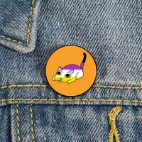 non binary pride cat pin custom brooches shirt lapel teacher tote bag backpacks badge cartoon gift brooches pins for women
