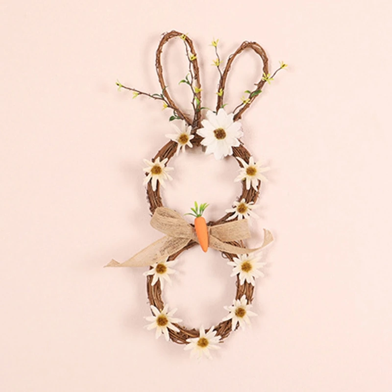 

Венок «кролик» из ротанга «сделай сам», гирлянда, дверь, окно, настенные пасхальные украшения, украшение для дома, украшения для пасхальвечерние