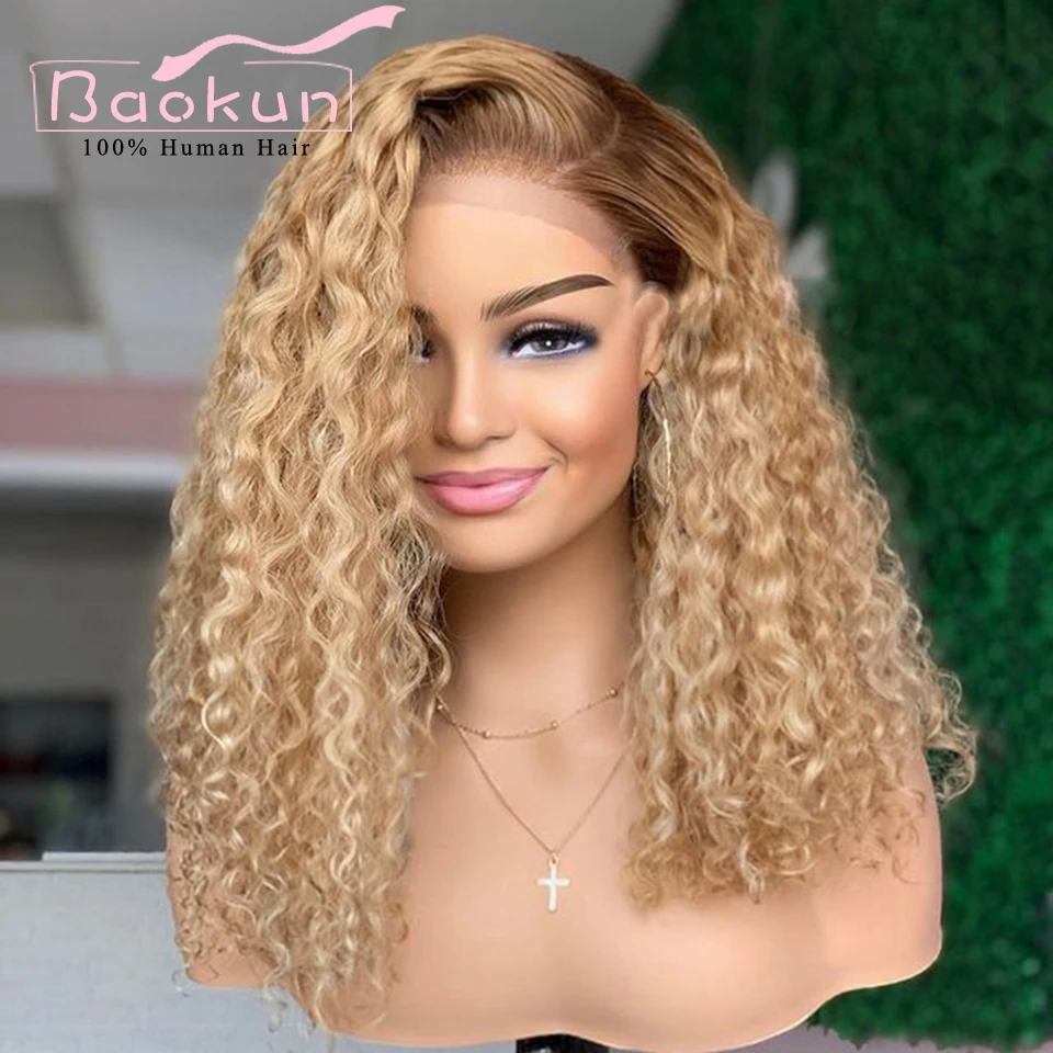 Side Part Blonde Lace Frontal Human Hair Wigs Ombre 13x6 Ginger Lace Front Wig Pre Plucked 13x4 Curly Human Hair Wigs For Women