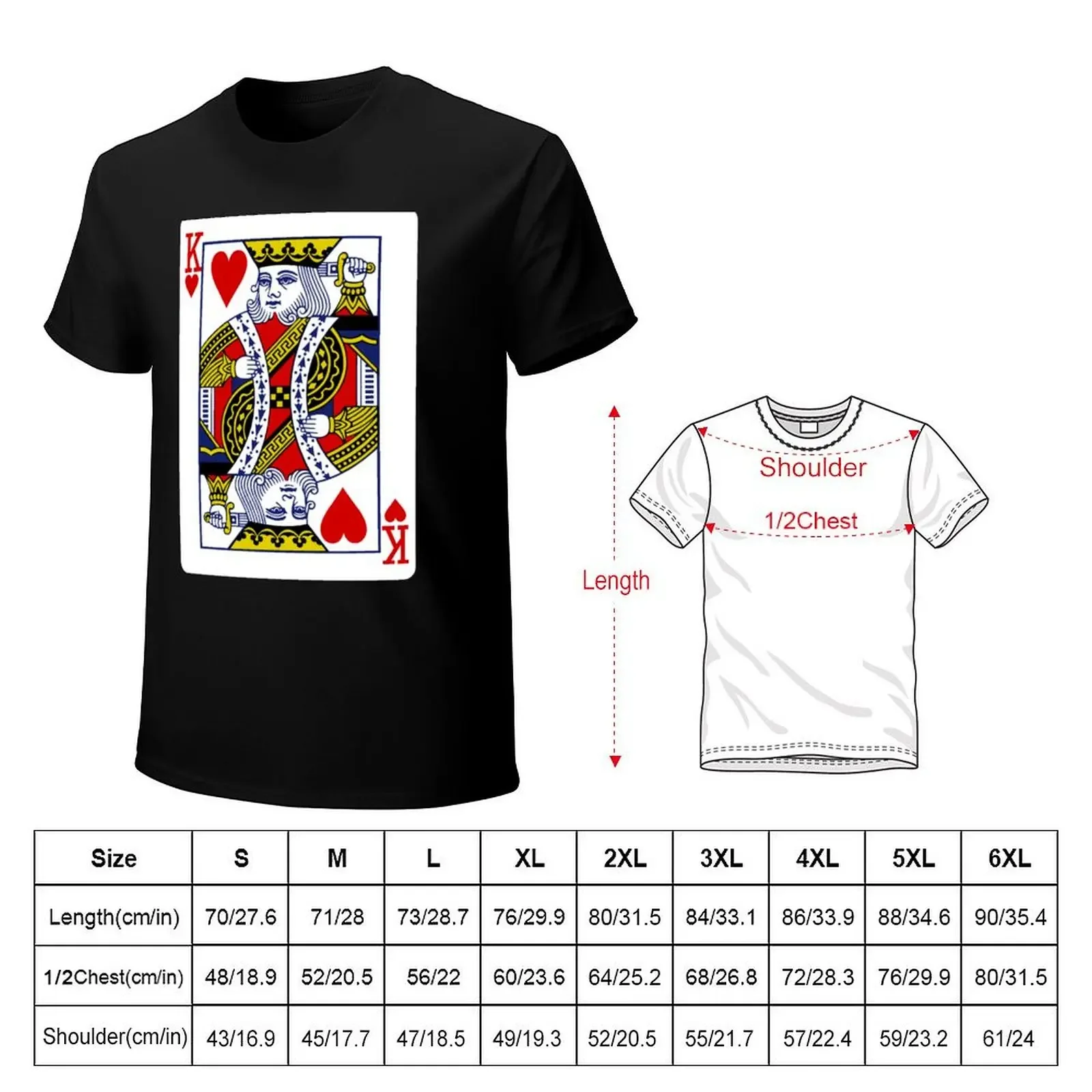 Фото Футболка с изображением игральных карт King of Hearts, футболки на заказ, футболки с животным принтом для мальчиков, хлопковые футболки для мужчин №2