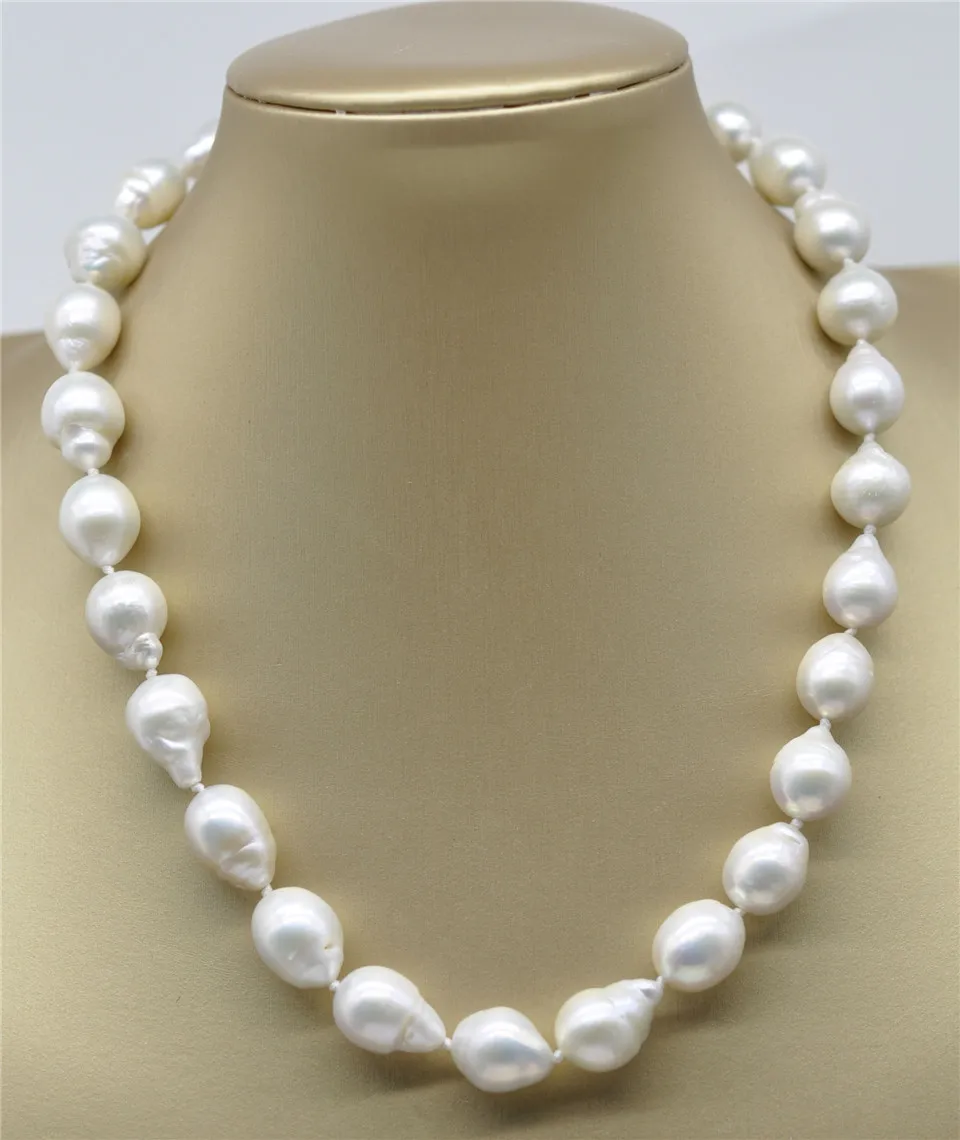 

HABITOO Gorgeous 14-16mm South Sea Baroque White Pearl Necklace 18inch 14k Jewelry Chains Necklace for Woman Choker Chain