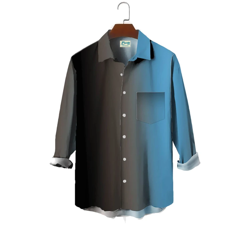 

Blue Ombre/tie-Dye Vintage Series Color-Block Cotton-Blend Shirts & Tops