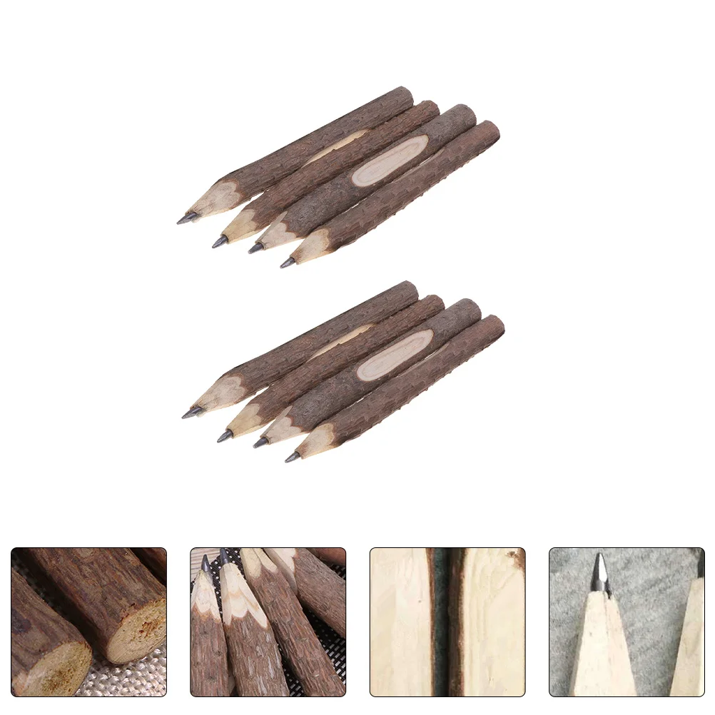 

8Pcs Wooden Pencil Twig Wood Branch Tree Pen Rustic Graphite Children Retro Bark Natural Kids Sketch Real Stick Outdoor