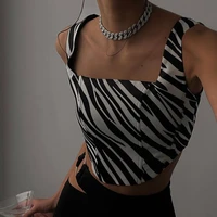 harajuku sleeveless corset top y2k summer 2022 new solid backless crop top zebra print vest women fashion slim tank streetwear