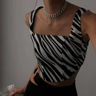 Женский летний топ в стиле Харадзюку, однотонный укороченный топ с открытой спиной и принтом зебры, модная Облегающая майка, 2022
