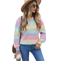 cydnee fashion sweater women fallwinter gradient color blouse round neck hit color sweater women clothing womens clothing