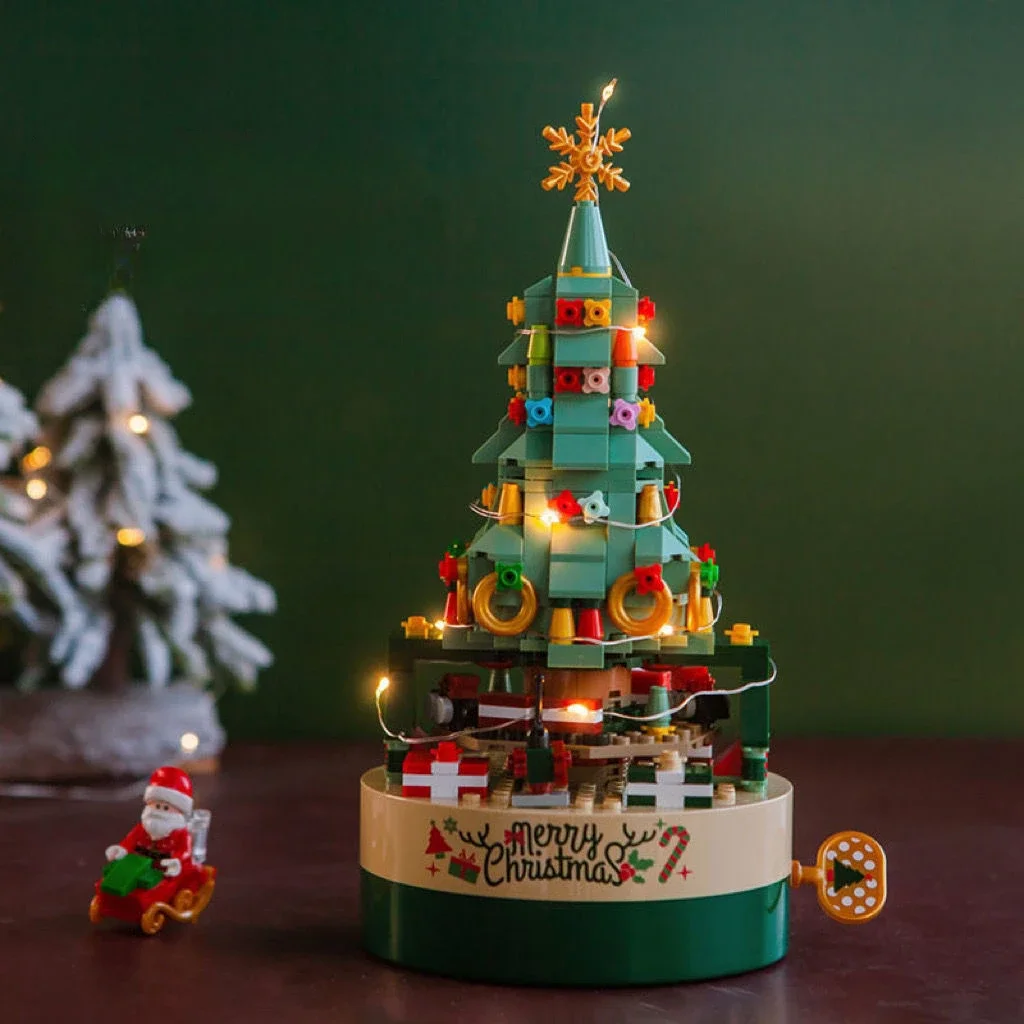 

Рождественская елка с подсветкой, строительные блоки, кирпичи, Креативные украшения для музыкальных шкатулок, Детские Рождественские подарки Санта-Клауса