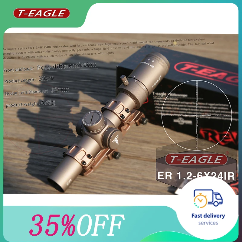 

Compact Quick Aim Airsoft Riflescope T-EAGLE ER 1.2-6 X24IR Tactical illumination Spotting Scope for Rifle Hunting Optical Sight