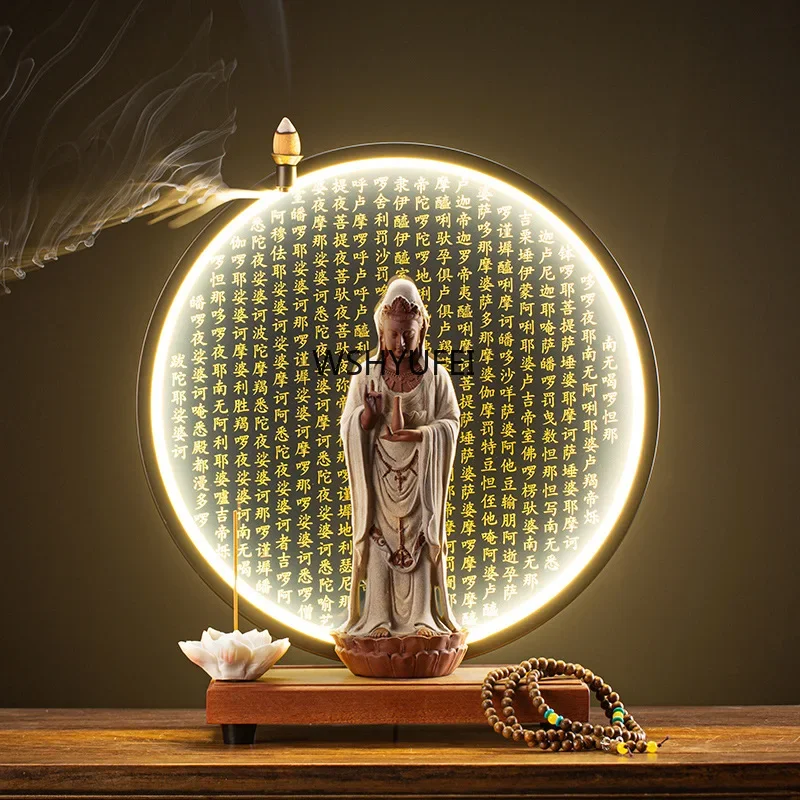 Статуи Будды Бодхисаттвы Гуаньинь керамические статуи лампа круг для гостиной