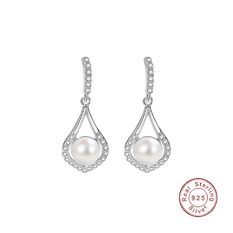 

Серьги-подвески женские из серебра 925 пробы с фианитом