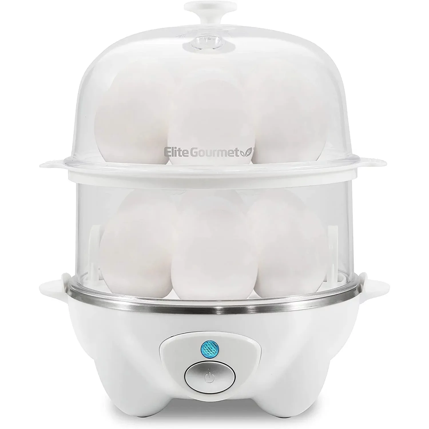 

Automatic 2-Tier Egg Cooker/Steamer white calderos de cocina