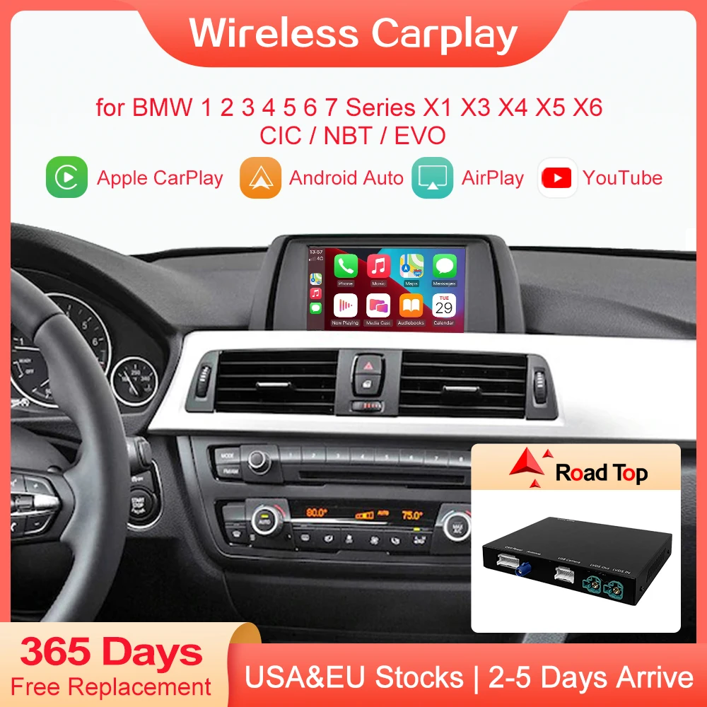 

Wireless Apple CarPlay Android Auto for BMW 1 2 3 4 5 6 7 Series X1 X3 X4 X5 X6 F15 F16 F25 F26 F48 F01 F10 F11 F20 F22 F30 F32