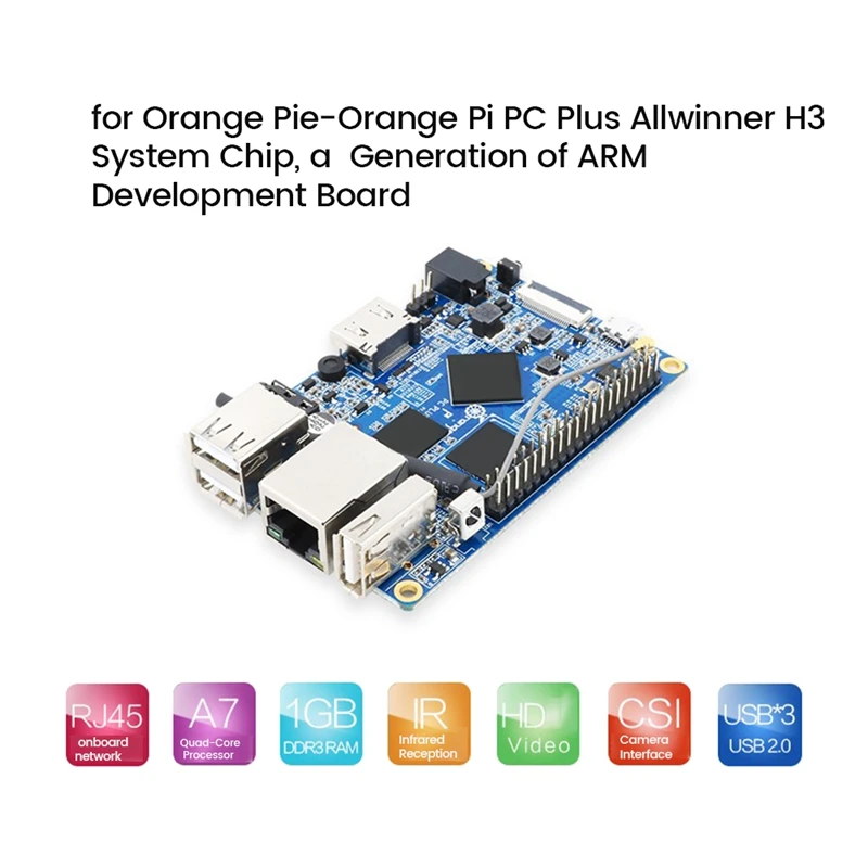 

Для Orange Pi PC Plus Allwinner H3 Cortex-A7 4-ядерный 1 ГБ DDR3 + 8 Гб EMMC макетная плата + теплоотвод + источник питания