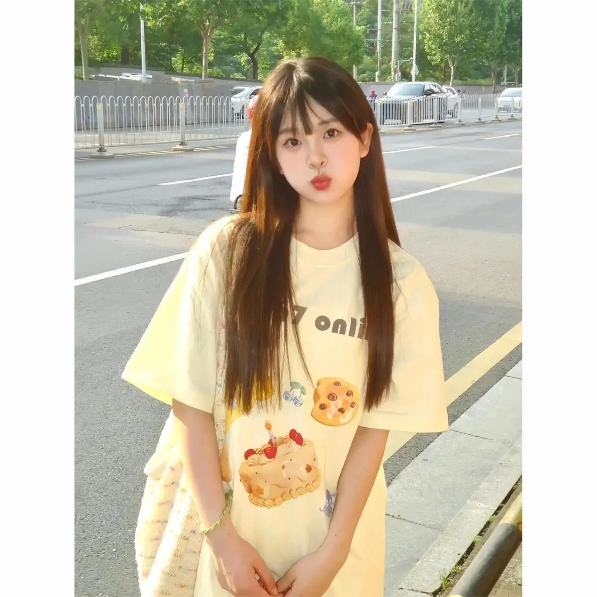 Милая женская футболка с коротким рукавом мультяшным принтом осенний новый