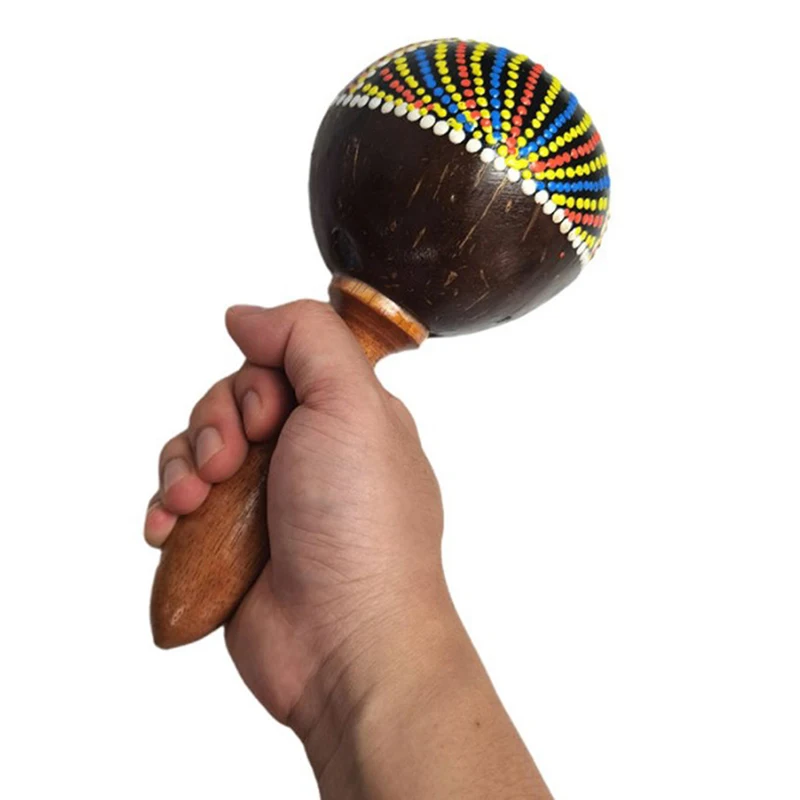 

Coconut Shell Sand Hammer Shaker Hand Rattle Percussion Musical Instrument Toy Musical Instrument for Boys and Girls