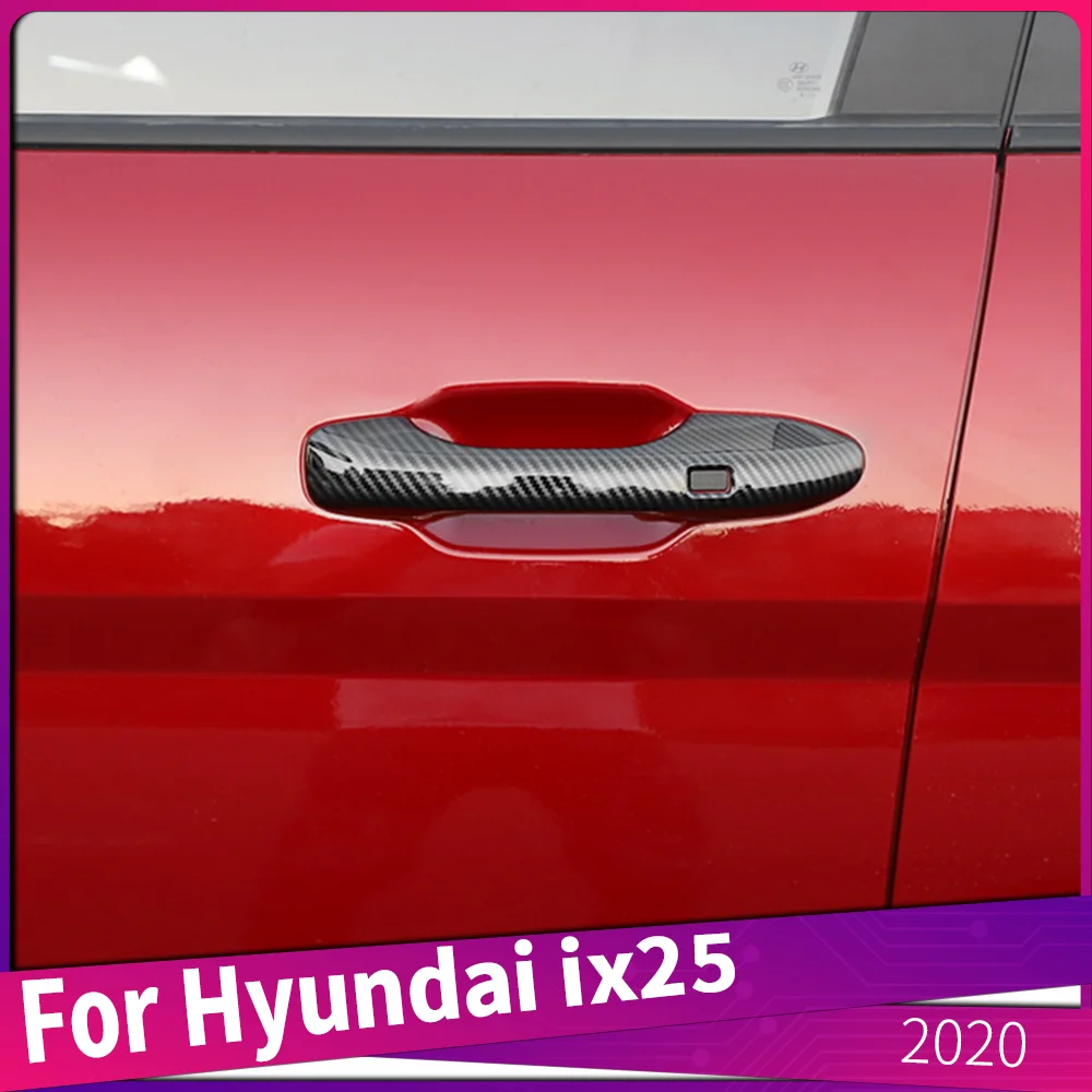 

Car Styling Exterior Outer Door Handle Trims Cover Frame Sticker ABS Carbon Fiber For Hyundai ix25 IX25 2020