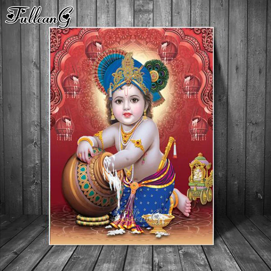 

Hindu God Diamond Painting Lord Bal Krishna Religious Hinduism Mosaic Embroidery Baby God Wall Art for Home Decor Cuadros AA3486