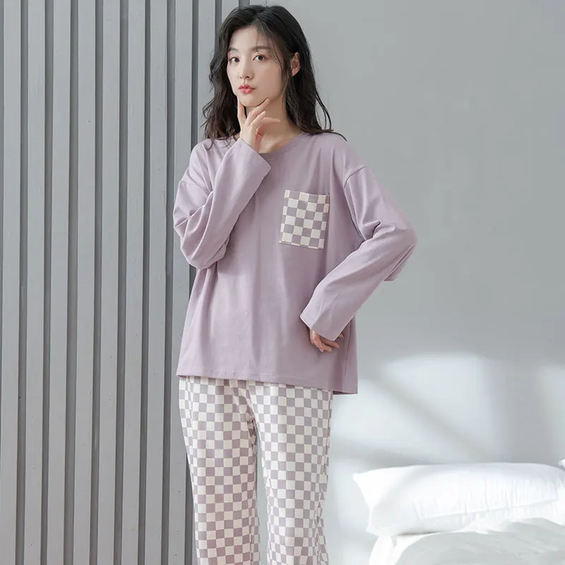 Ms pajamas in the spring and autumn with pure cotton long sleeve bigger sizes qiu dong cotton leisurewear suit