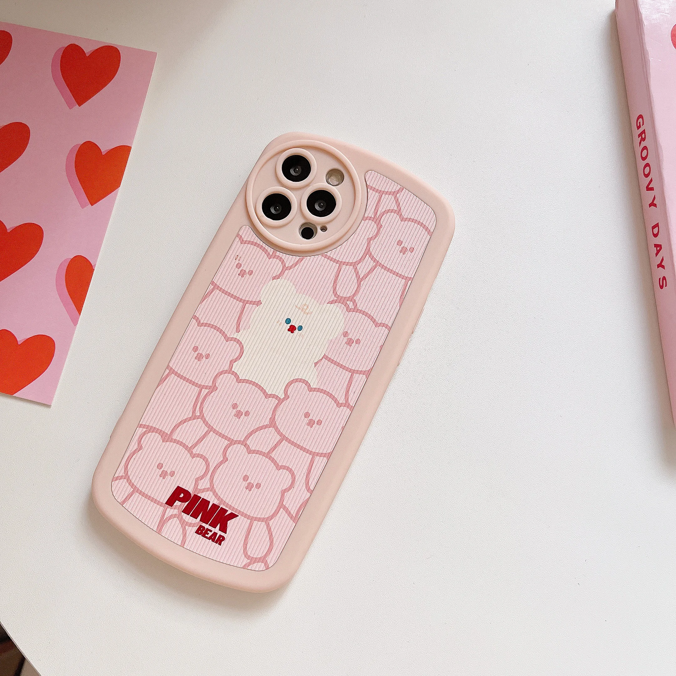 Pink Bear Soft Gel Silicone Shockproof Phone Case For IPhone 11 12 13 Pro X XR XS Max 7 8 Plus Cover |