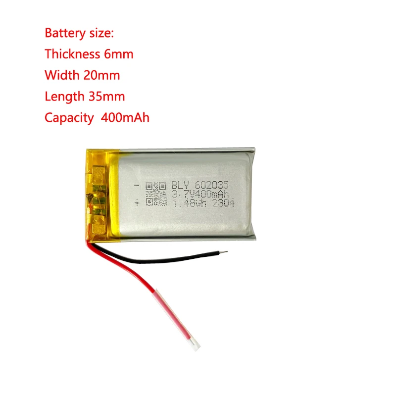 

602035 Lithium Polymer Battery 3.7v 400mah Rechargeable For MP3 MP4 GPS DVR Smart Watch Bluetooth Headphone