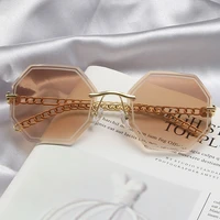 sunglasses women 2022 luxury polygon gradient metal chain temples ladies uv400 eyewear rimless sun glasses oculos de sol %d0%be%d1%87%d0%ba%d0%b8