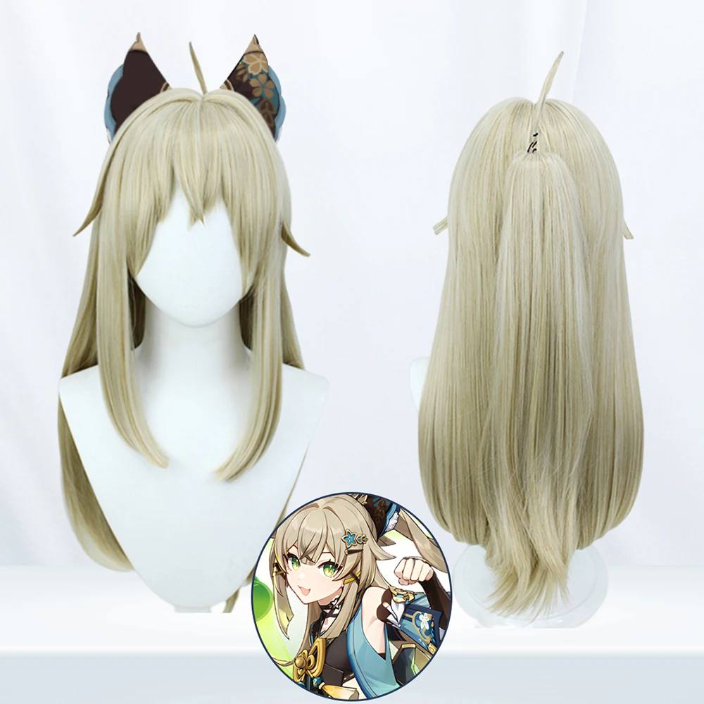

Kirara Cosplay Wig Genshin Impact Cosplay Kirara Costume Light Brown Wig Halloween Cosplay Genshin Impact Wig 80cm + Wig Cap