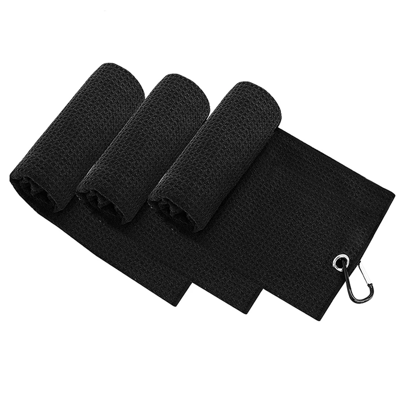 

3 шт., полотенце для гольфа, 16 х24 дюйма, тройного сложения, полотенце из микрофибры с карабином для гольфа, бега, йоги