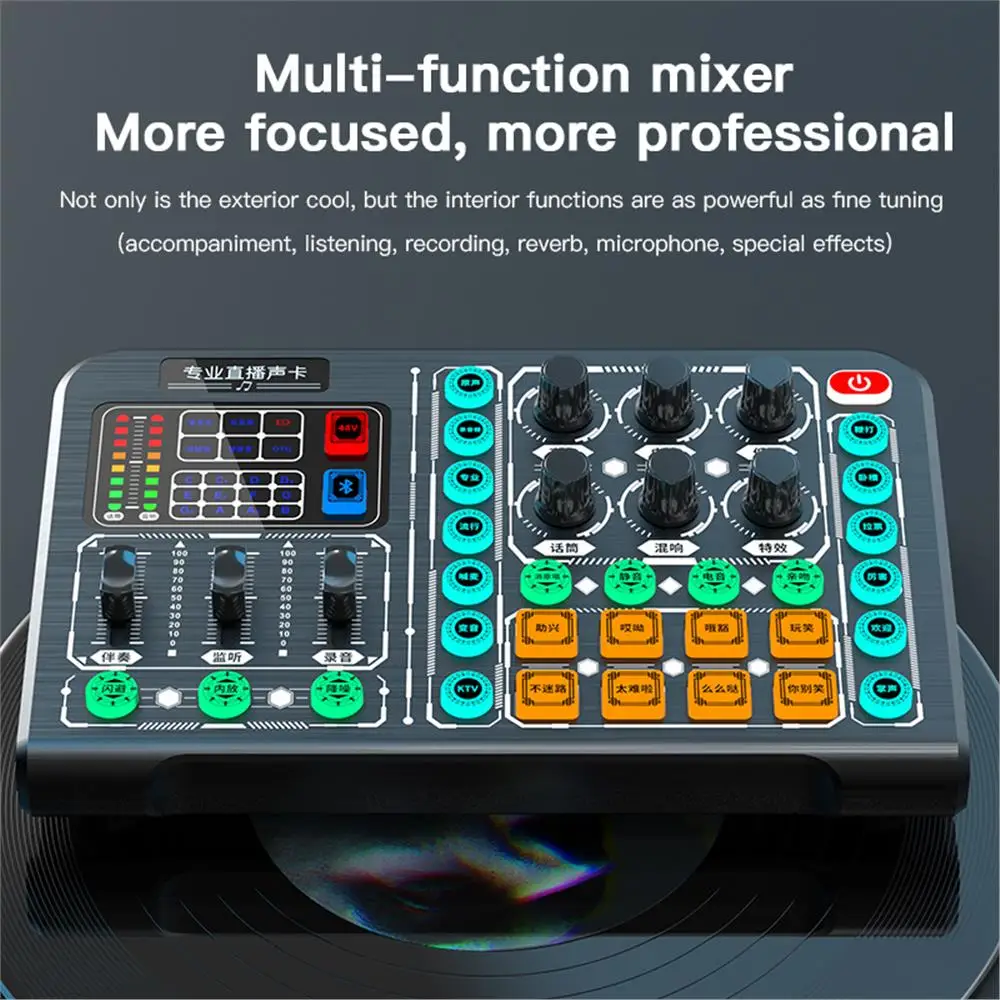 M6 Sound Card Studio Record Wireless Bluetooth-compatible External DJ Mixer Noise Reduction For Electric Guitar Recording Mixer