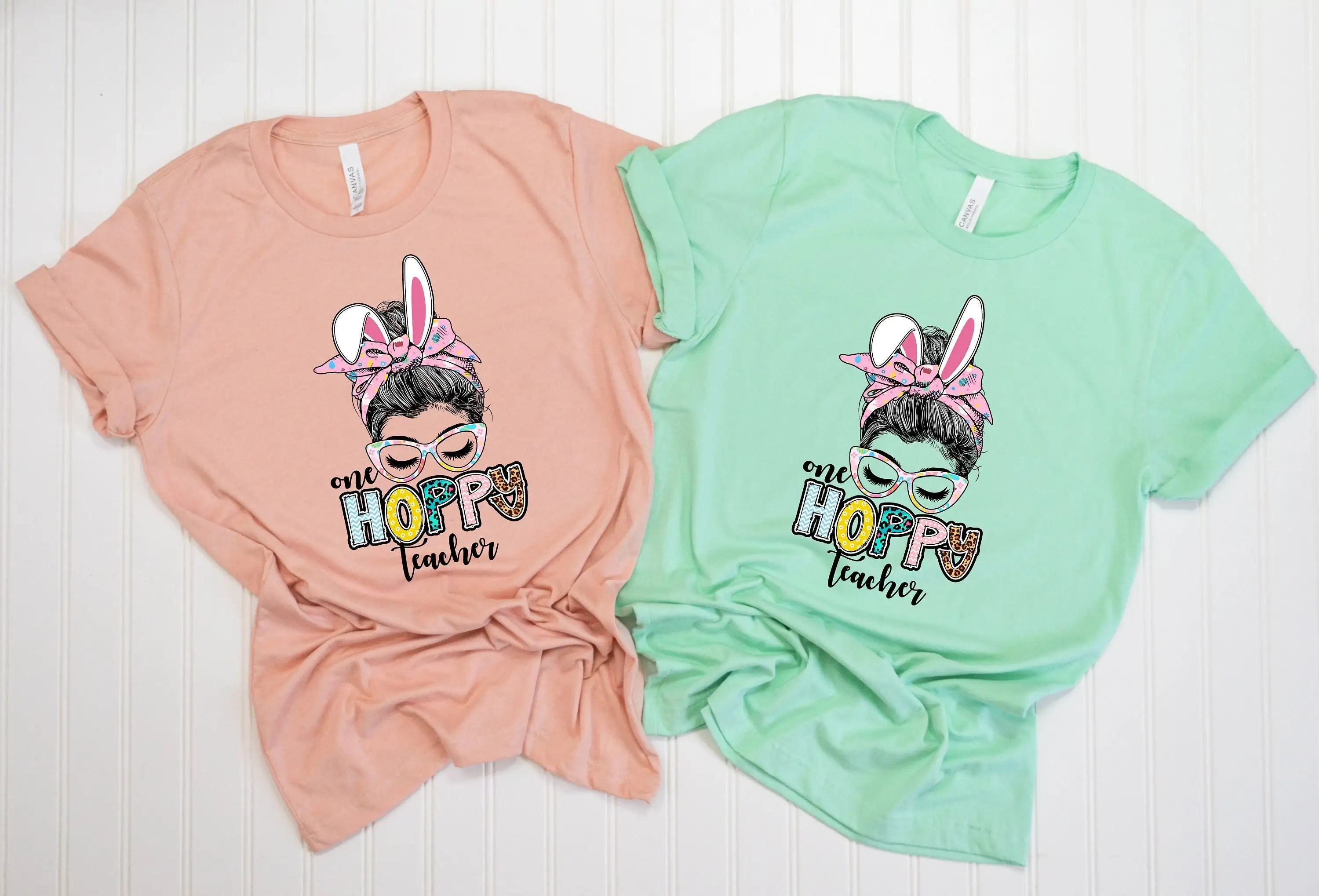 Пасхальная футболка One Hoppy Teacher Happy Day Cute Bunny Cool