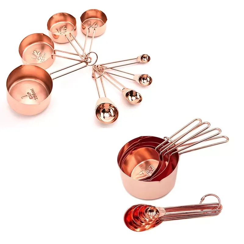

Stainless Steel 8pcs Measuring Cup Tea Coffee Spoon Set Durable Bar Dining for Cooking Handle Kitchen Home Accessories