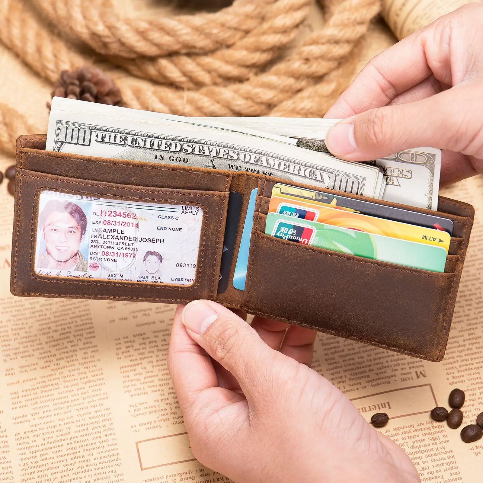 Высококачественный и модный мужской кошелек кожаный короткий crazy horse магазин