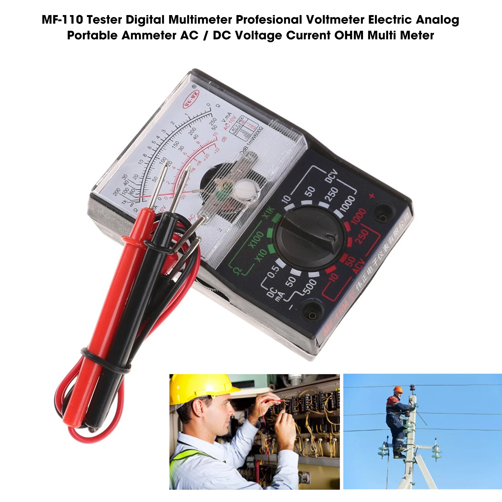 

Portable MF-110 Tester Digital Multimeter Profesional Voltmeter Electric Analog Ammeter AC / DC Voltage Current OHM Multi Meter