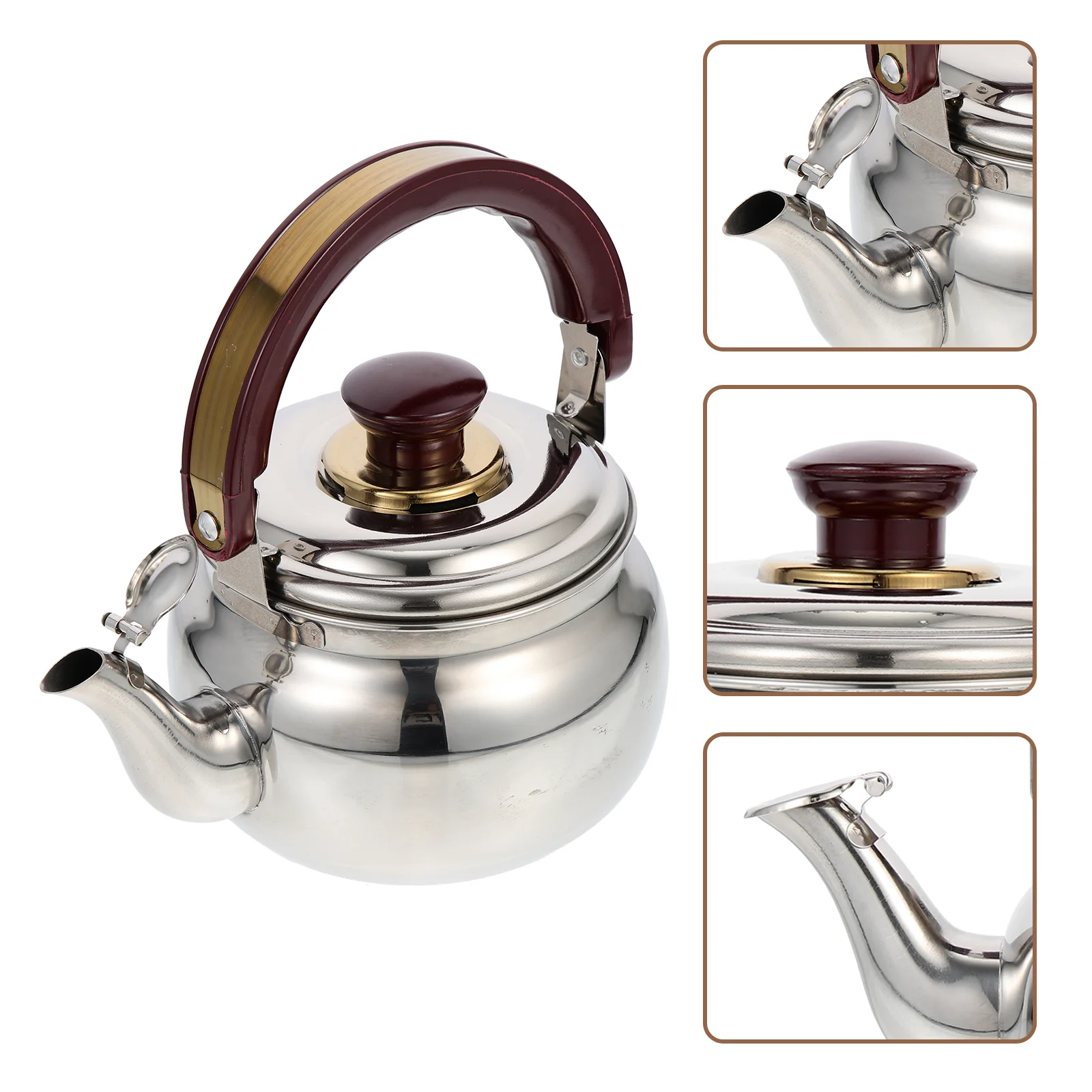 

Kettle Tea Stove Teapotsteel Stainlesswater Stovetop Boiler Pot Camping Electric Whistling Pots Induction Small Loose Safe Metal