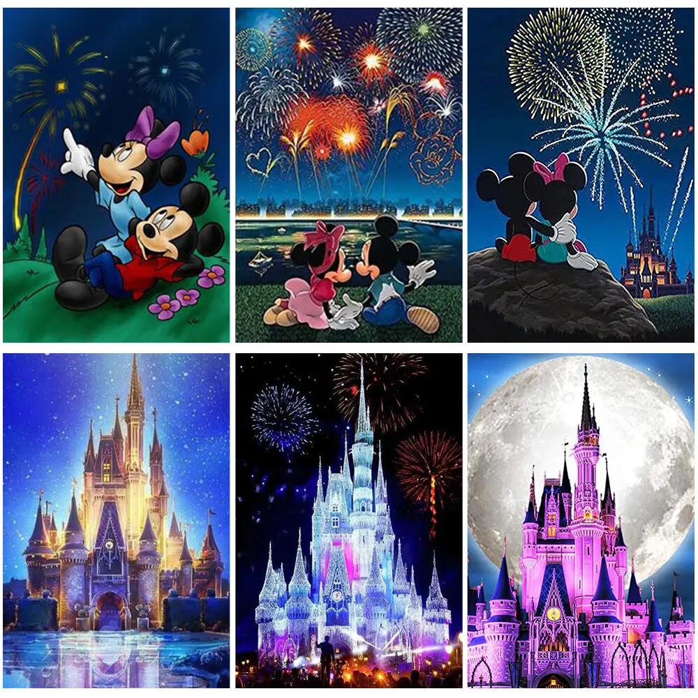 

Disney Cartoon Castle Diamond Painting Minnie Mickey Mouse Mosaic Embroidery Complete Kit Picture Of Rhinestones Christmas Gift
