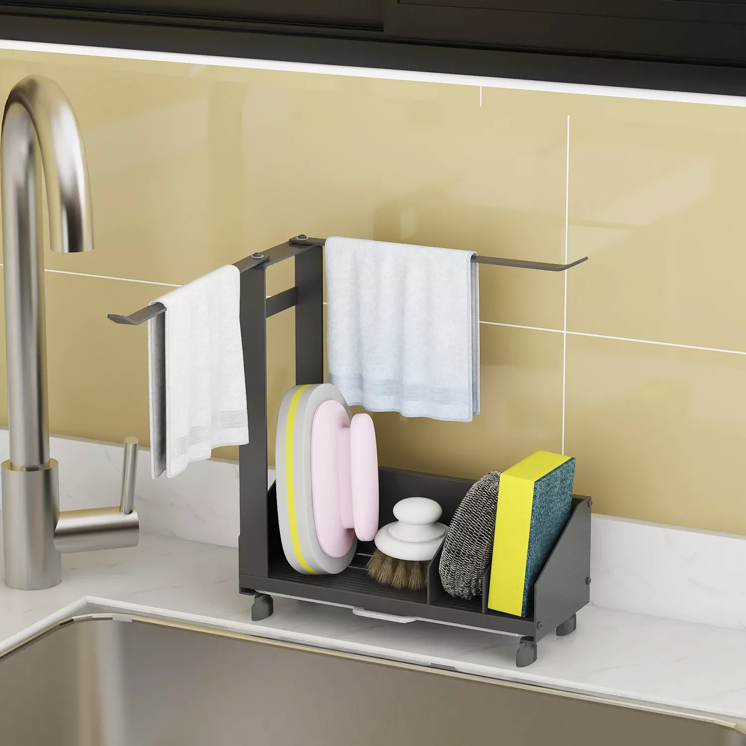 

NEW Drain Rack Storage Sink Organizer Rack Kitchen Sink Caddy Organizer Nonslip Sponge Soap Brush Holder Bathroom Storage Rack