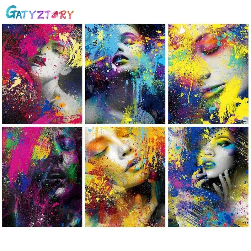 

GATYZTORY Painting By Numbers Ink Lady Acrylic Paint Number Painting ON Canvas Painting For Wall Art 40x50CM Framed